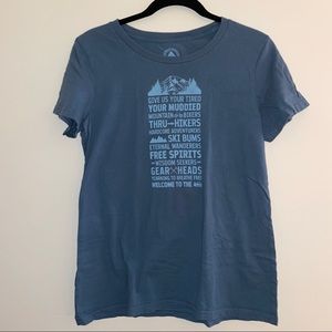 REI women’s t shirt medium quote shirt blue